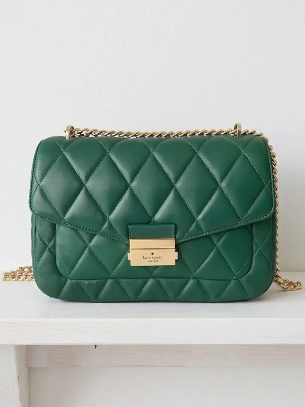 Kate Spade Carey Smooth Leather Medium Flap Quilted Shoulder Crossbody Bag